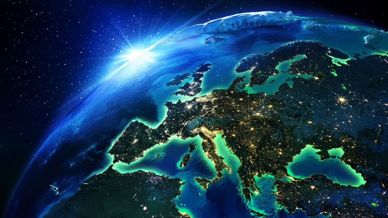 Europe on globe 
