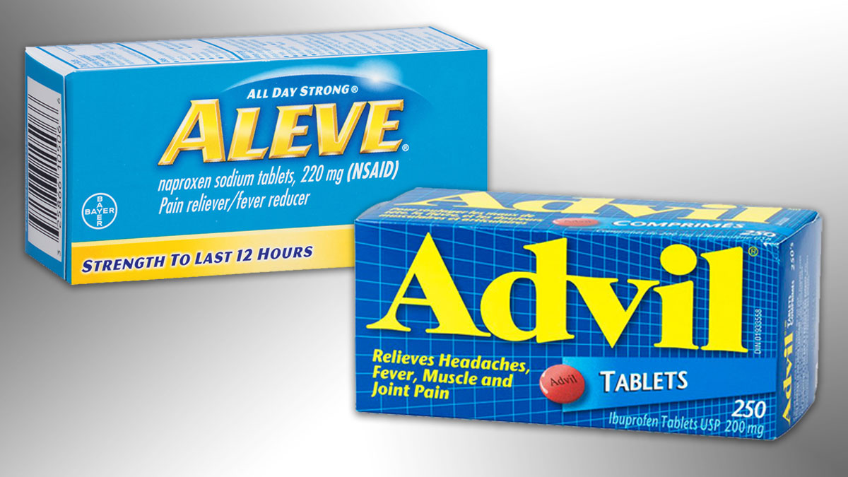 Aleve and Advil packages