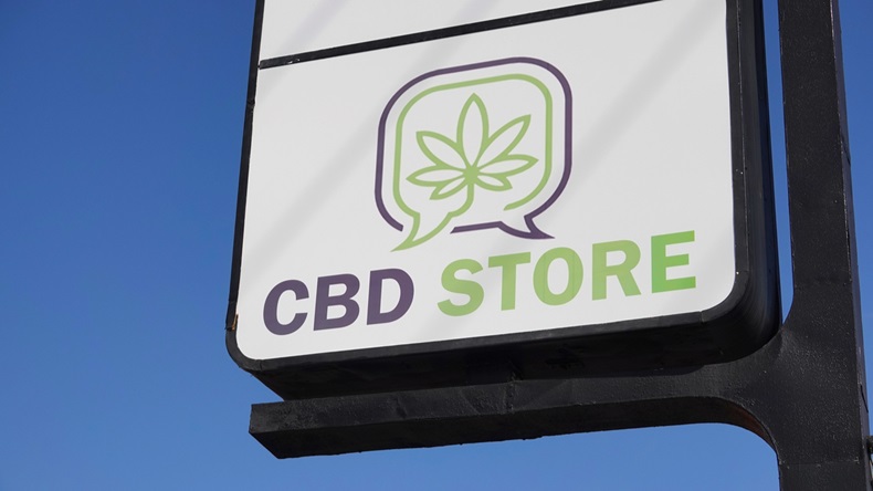 CBD Store signage. Vista, CA / USA - November 22, 2019: Sign of the Auer CBD store, opened by Hexo CBD in Vista in August of 2019.