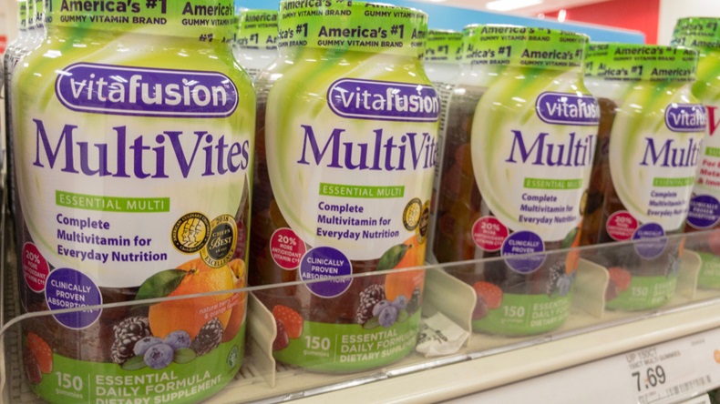 CHD Vitafusion. San Jose, CA - March 19, 2019: VitaFusion MultiVites plastic bottle on the store shelf.