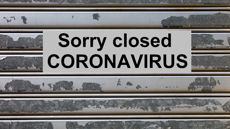 store office closed shop metal curtain due to Coronavirus covid 19