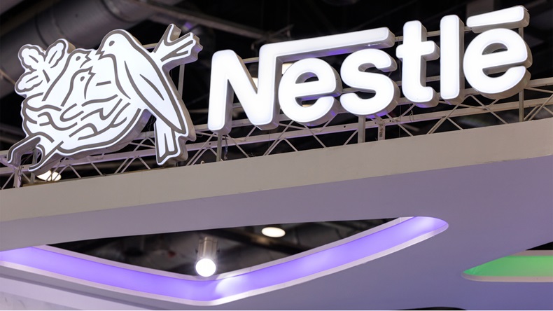 BEIJING, CHINA-JULY 16, 2017: Nestle sign; Nestle S.A. is a Swiss transnational company founded in 1866 and the largest food company in the world. 
