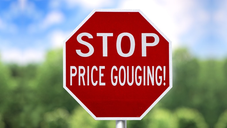 Stop sign reads Stop Price Gouging
