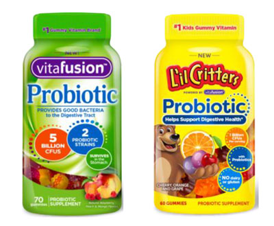 Vitafusion and Lil Critters probiotic vitamins