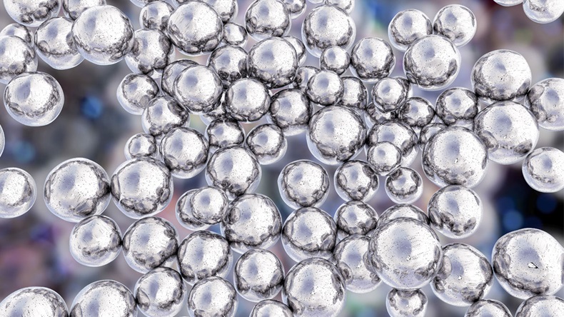 Silver nanoparticles. 3D illustration
